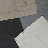 Cream Linen Trousers - Classic Fit