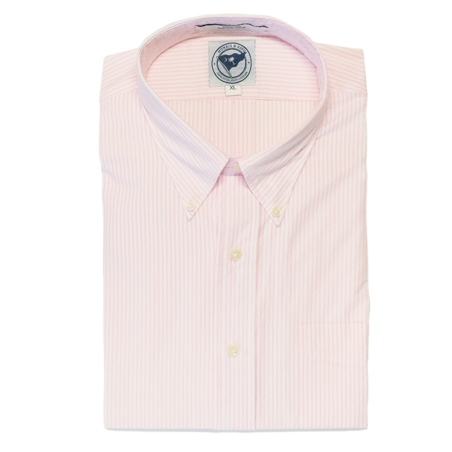 Pink / White Seersucker Button Down Shirt - Classic Fit