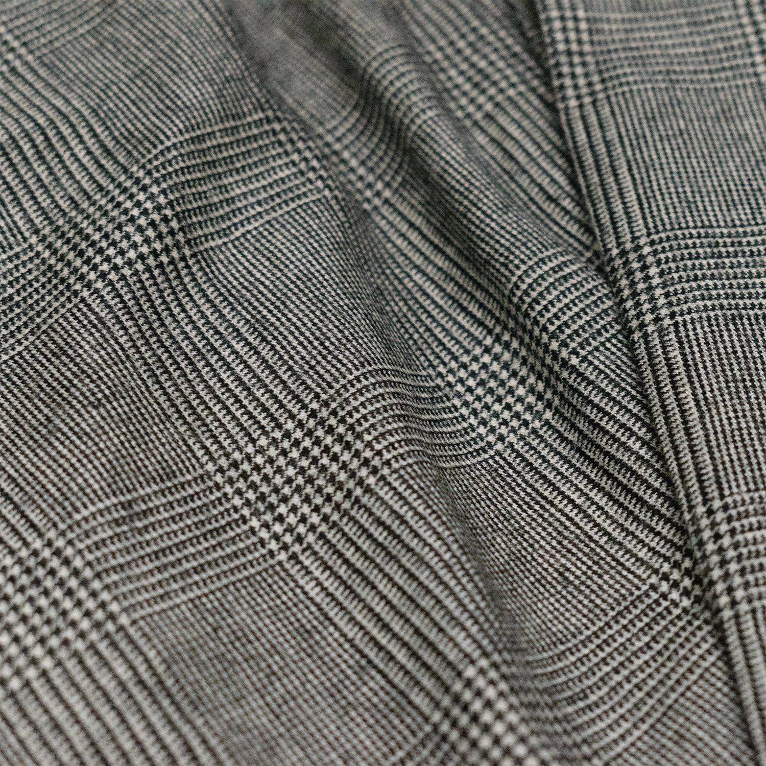 Black & White Glen Check Wool Trousers - Classic Fit