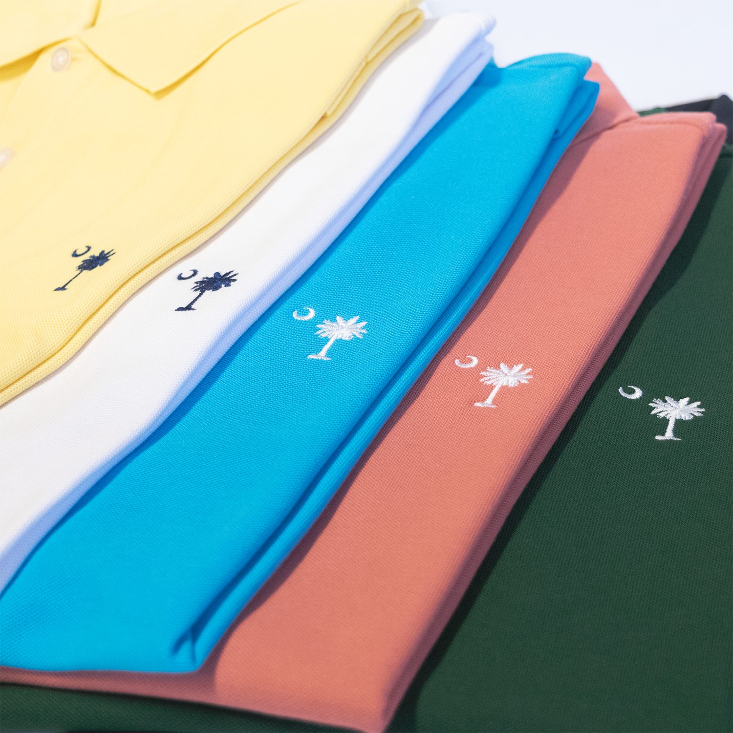 Salmon Palmetto & Crescent Pique Polo