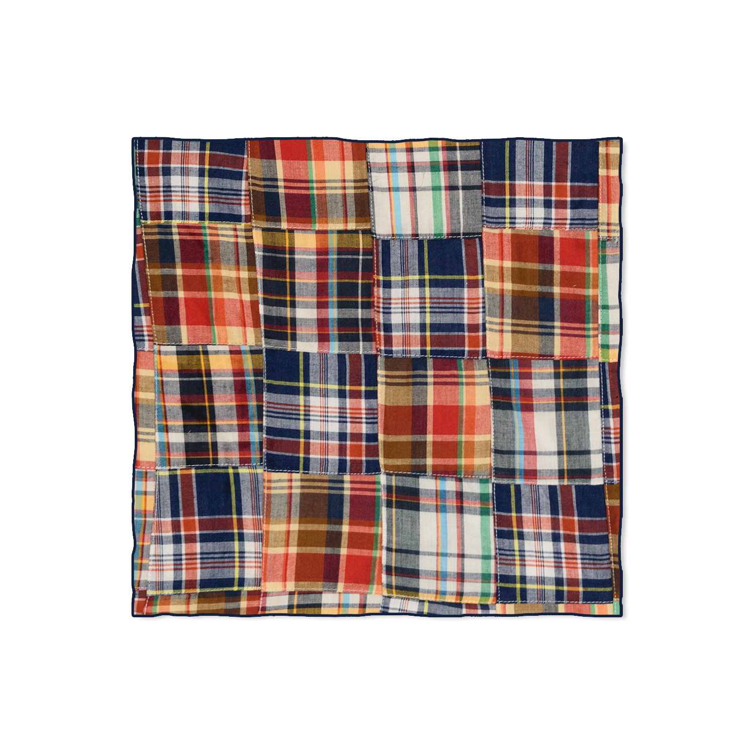 Navy / Red Patch Madras Pocket Square