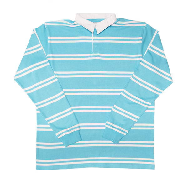 Light Blue / White Stripe Summer Knit Rugby Shirt