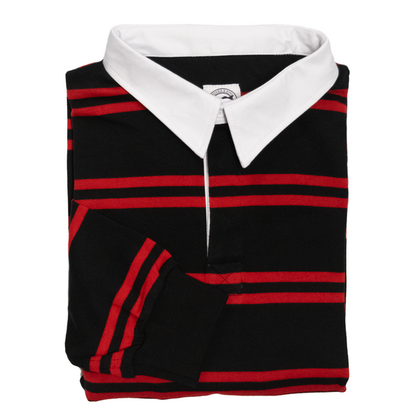 Red / Black Stripe Summer Knit Rugby Shirt