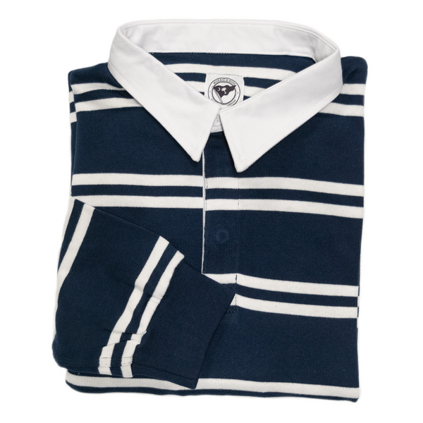 Navy / White Stripe Summer Knit Rugby Shirt