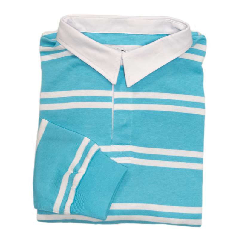 Light Blue / White Stripe Summer Knit Rugby Shirt