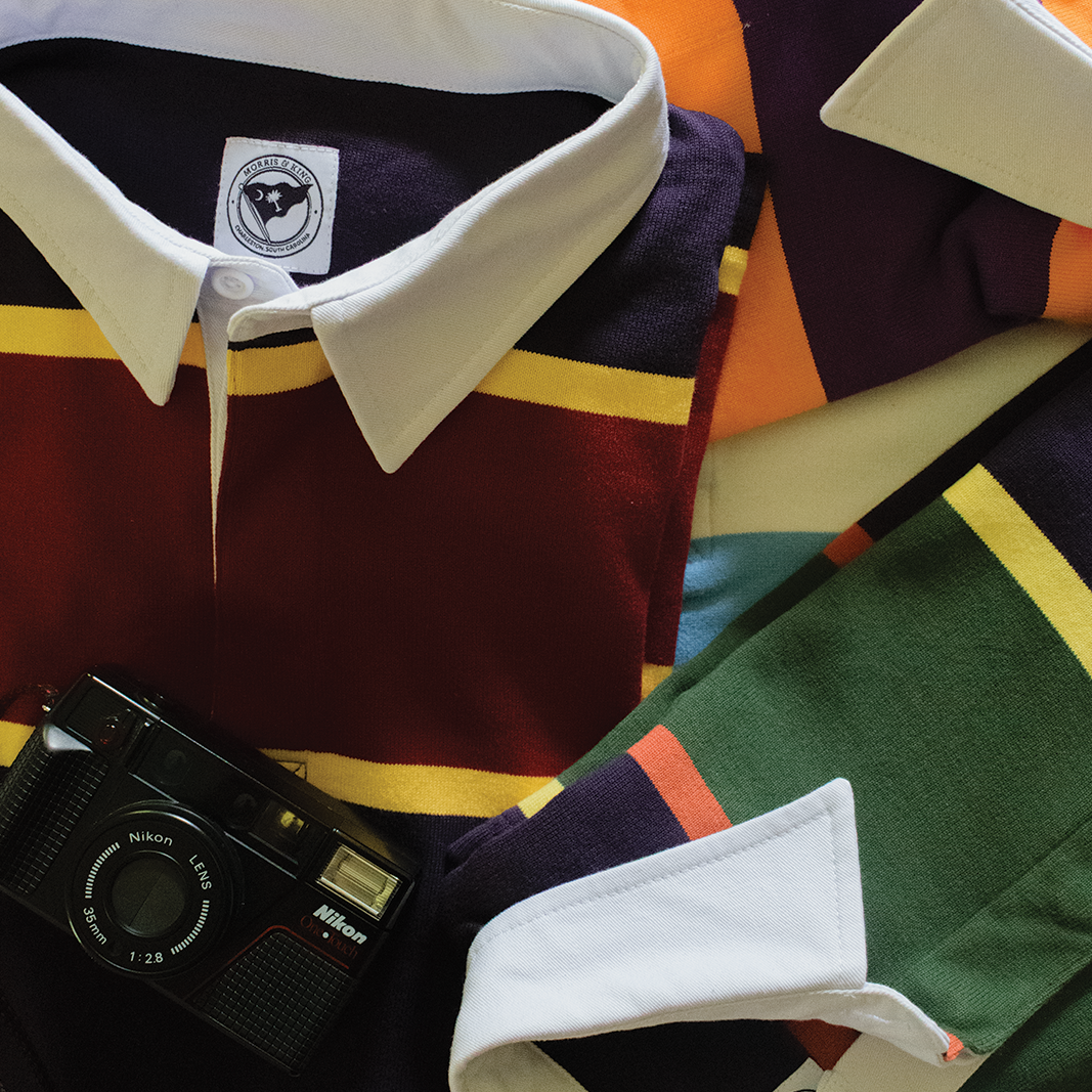 Navy / Red / Gold Stripe Rugby Shirt - Regular Fit