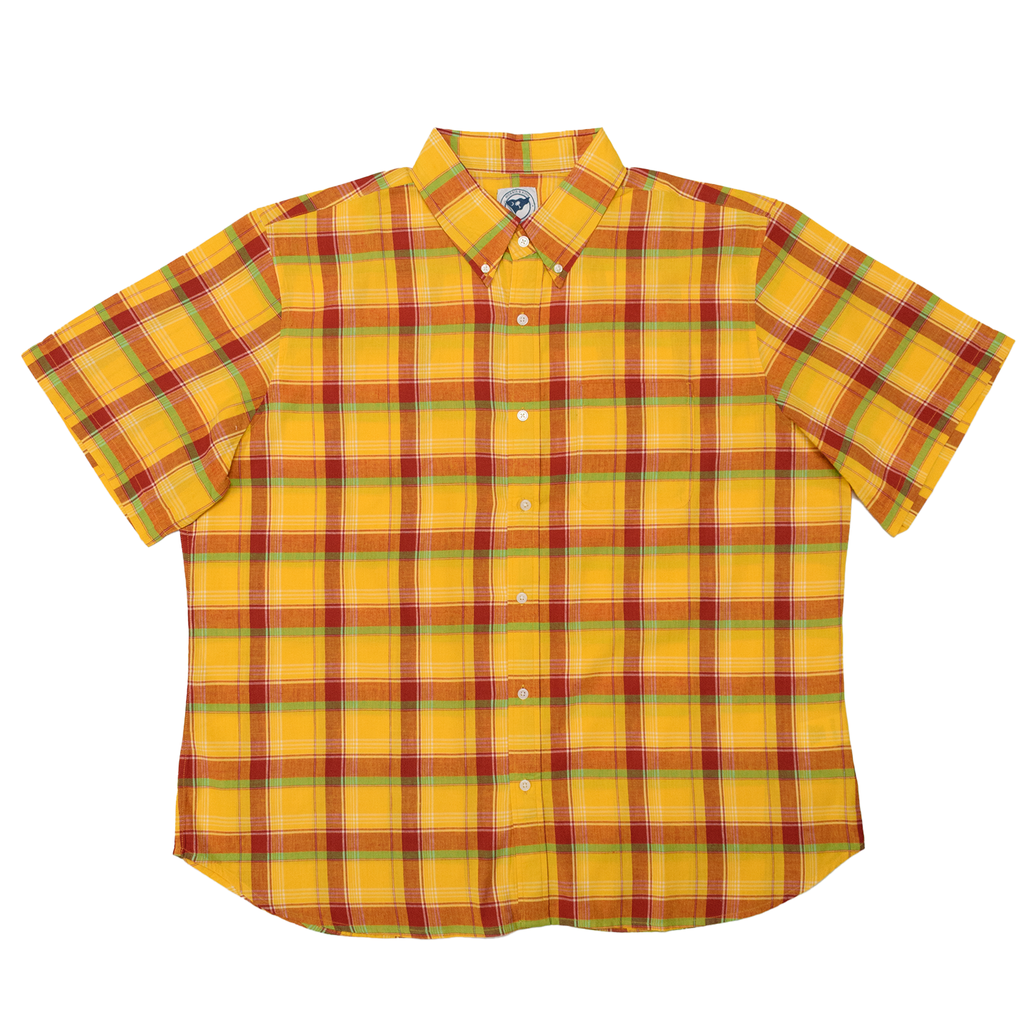 Red / Yellow Short Sleeve Madras Button Down Shirt - Classic Fit