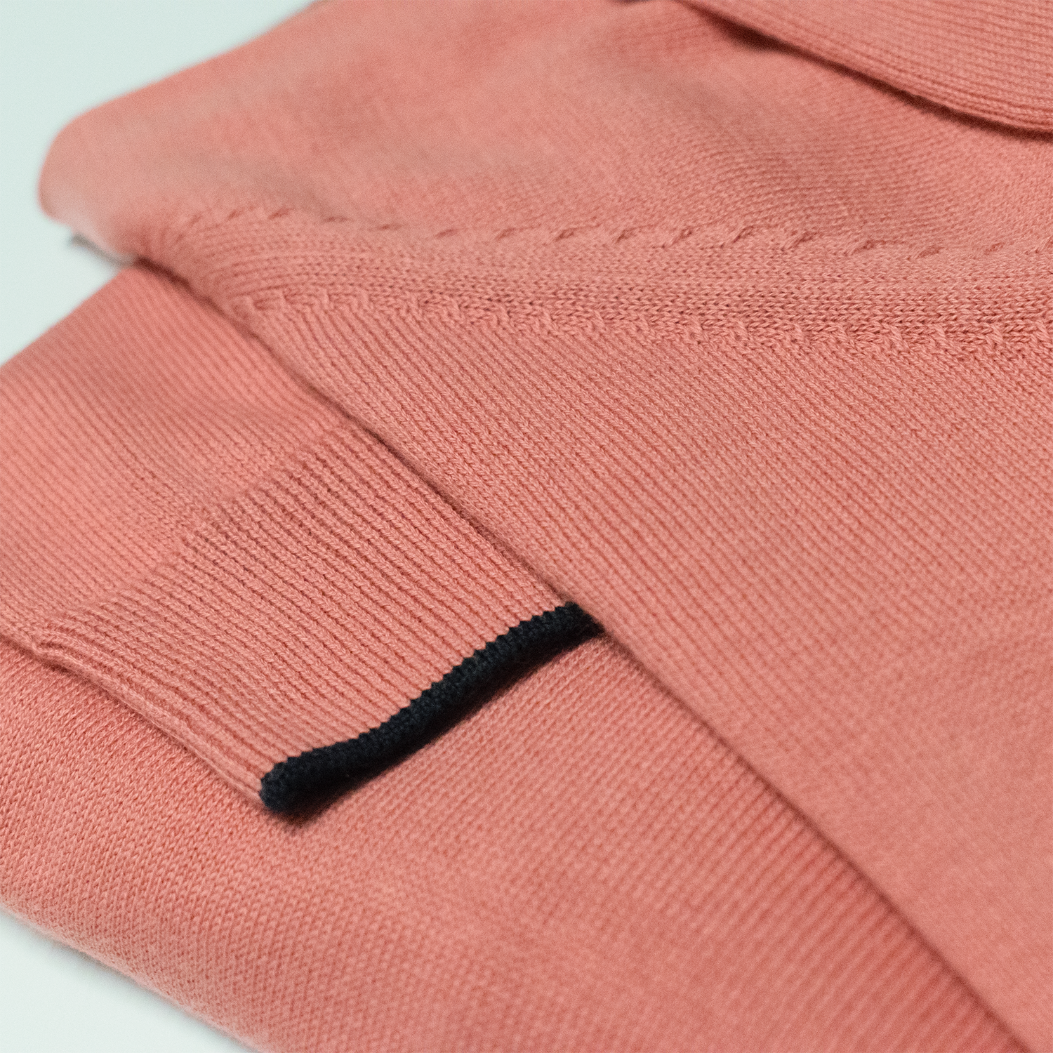 Salmon / Dark Navy Tipped Lightweight Sweater