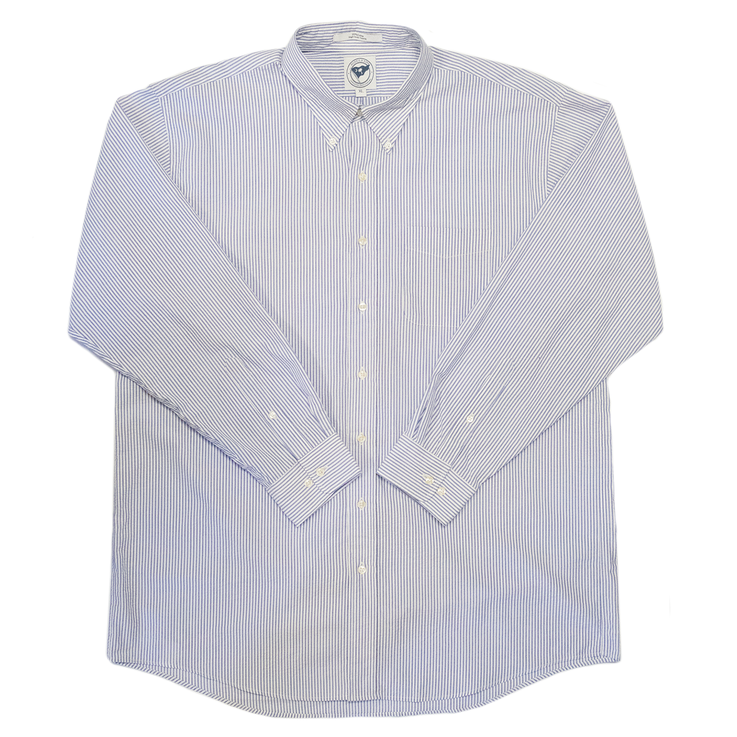 Navy / White Seersucker Button Down Shirt - Classic Fit