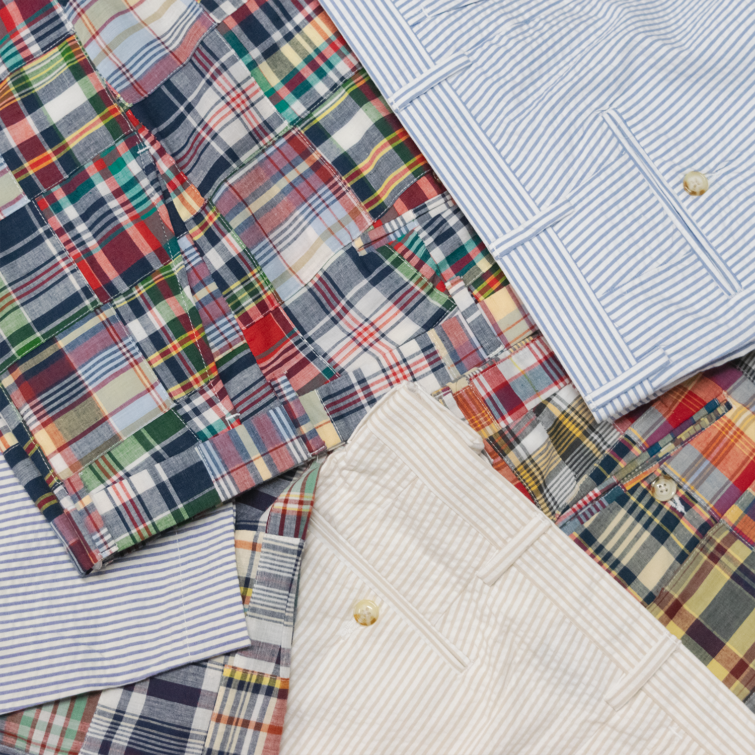 Light Blue / White Seersucker Shorts - Classic Fit