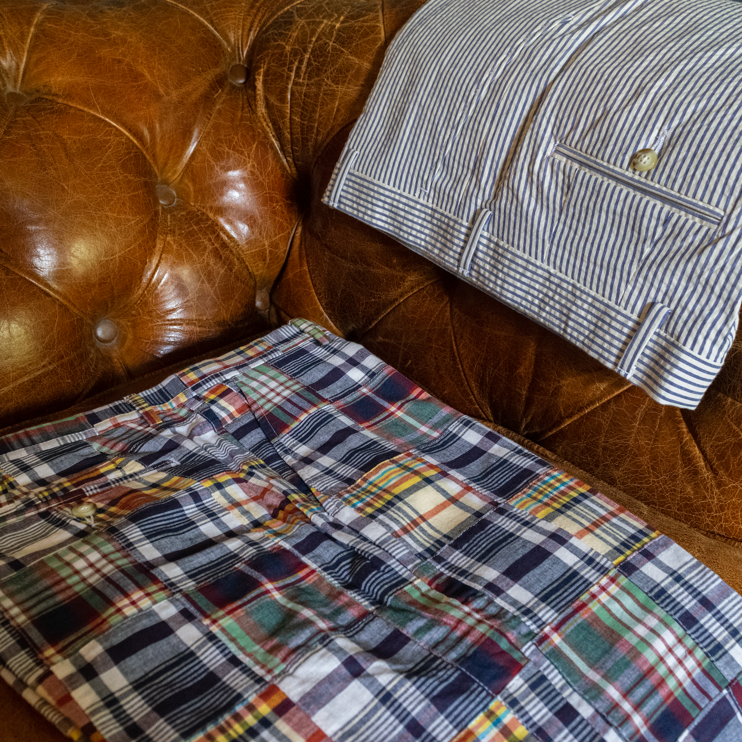 Navy Patch Madras Shorts - Classic Fit (SS25)