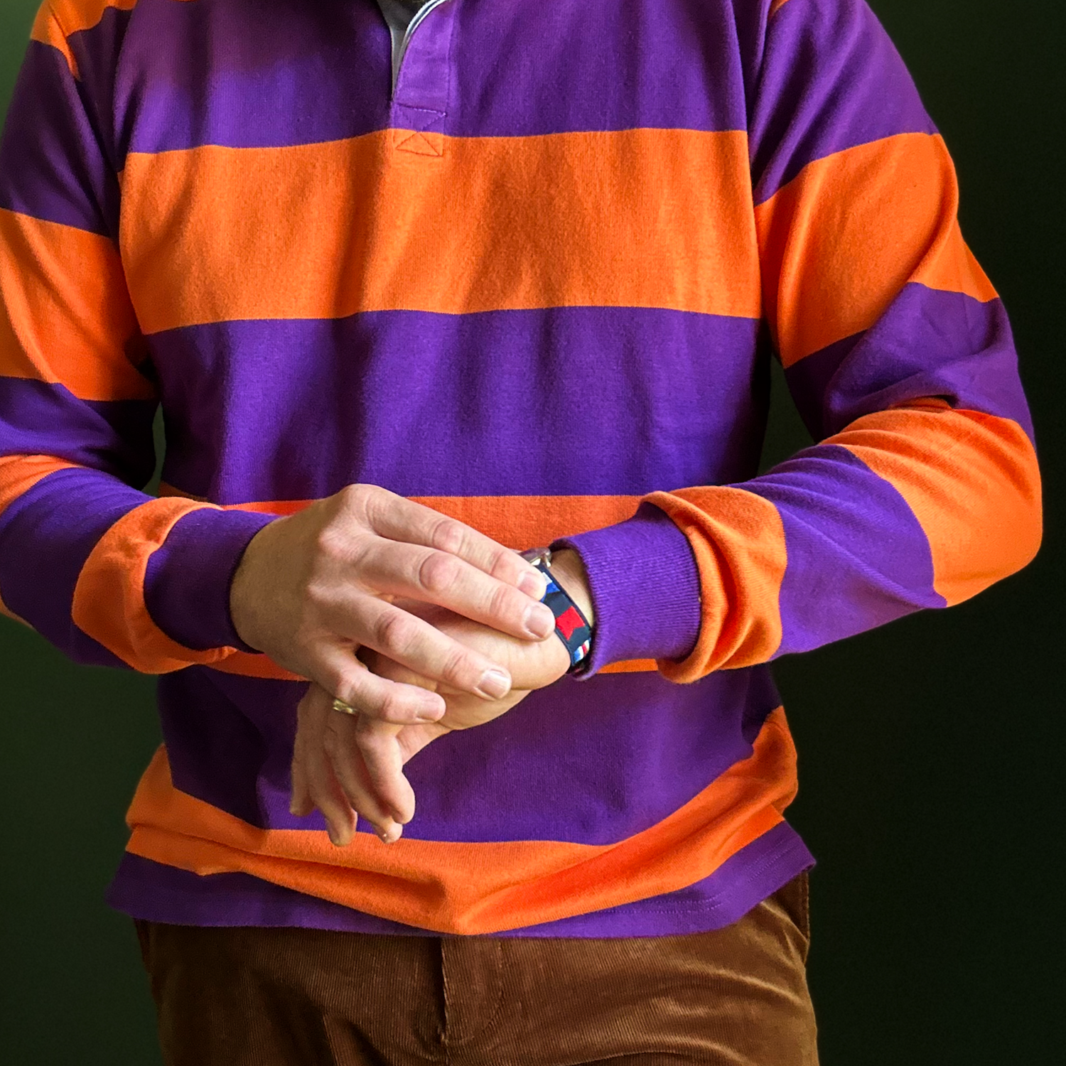 Orange / Purple Collegiate Stripe Rugby Shirt - Regular Fit