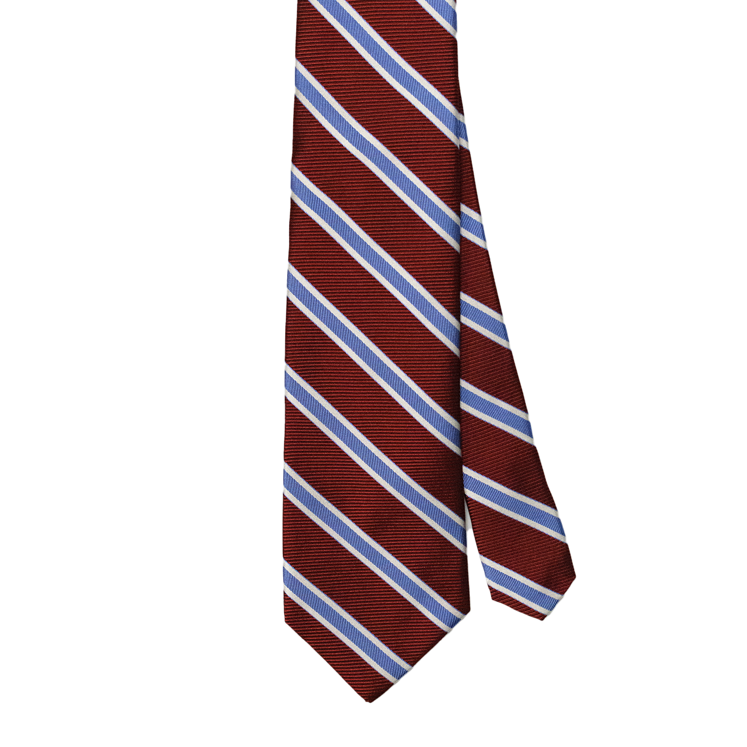 Burgundy / Blue/ Silver Triple Stripe Repp Tie