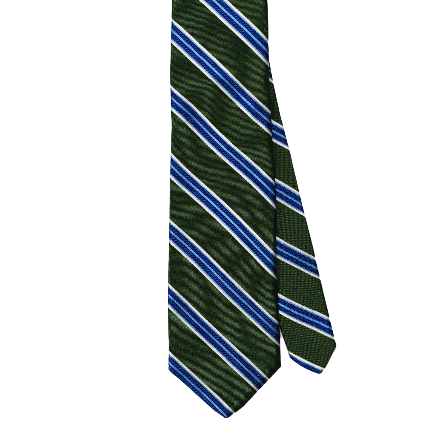 Olive / Navy / Blue / Silver Woven Repp Tie