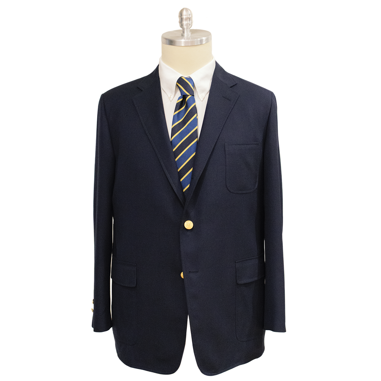 Navy Wool Hopsack Triple Patch Pocket Blazer