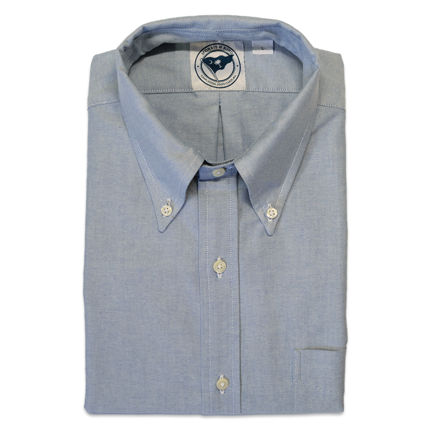 Blue Six Button Oxford Button Down Shirt - Traditional Fit