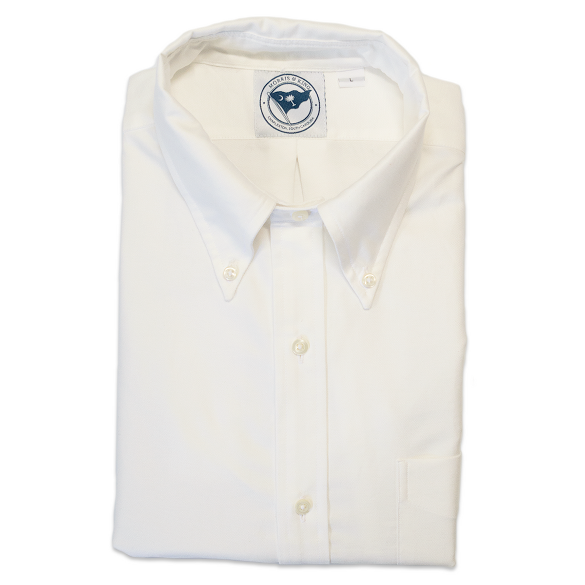 White Six Button Oxford Button Down Shirt - Traditional Fit