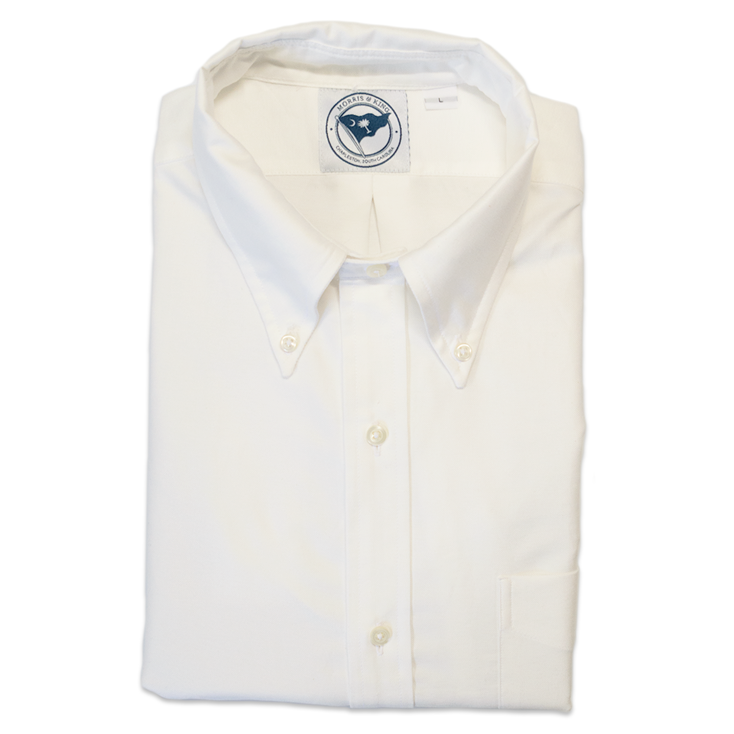 White Six Button Oxford Button Down Shirt - Made To Order