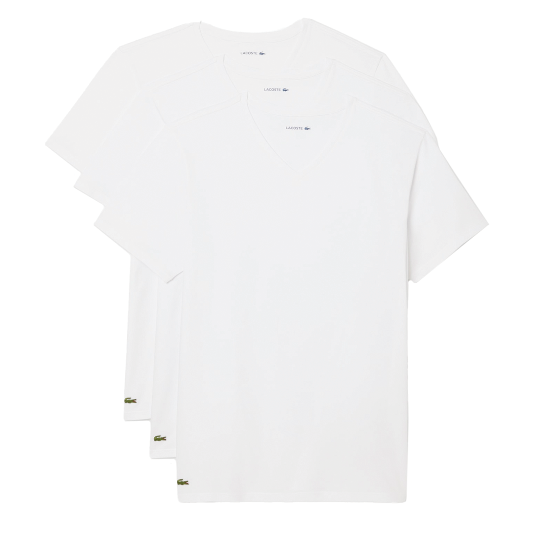 White Cotton V-Neck Undershirts (3 Pack)