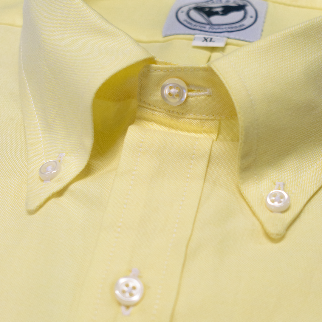 Yellow Six Button Oxford Button Down Shirt - Traditional Fit