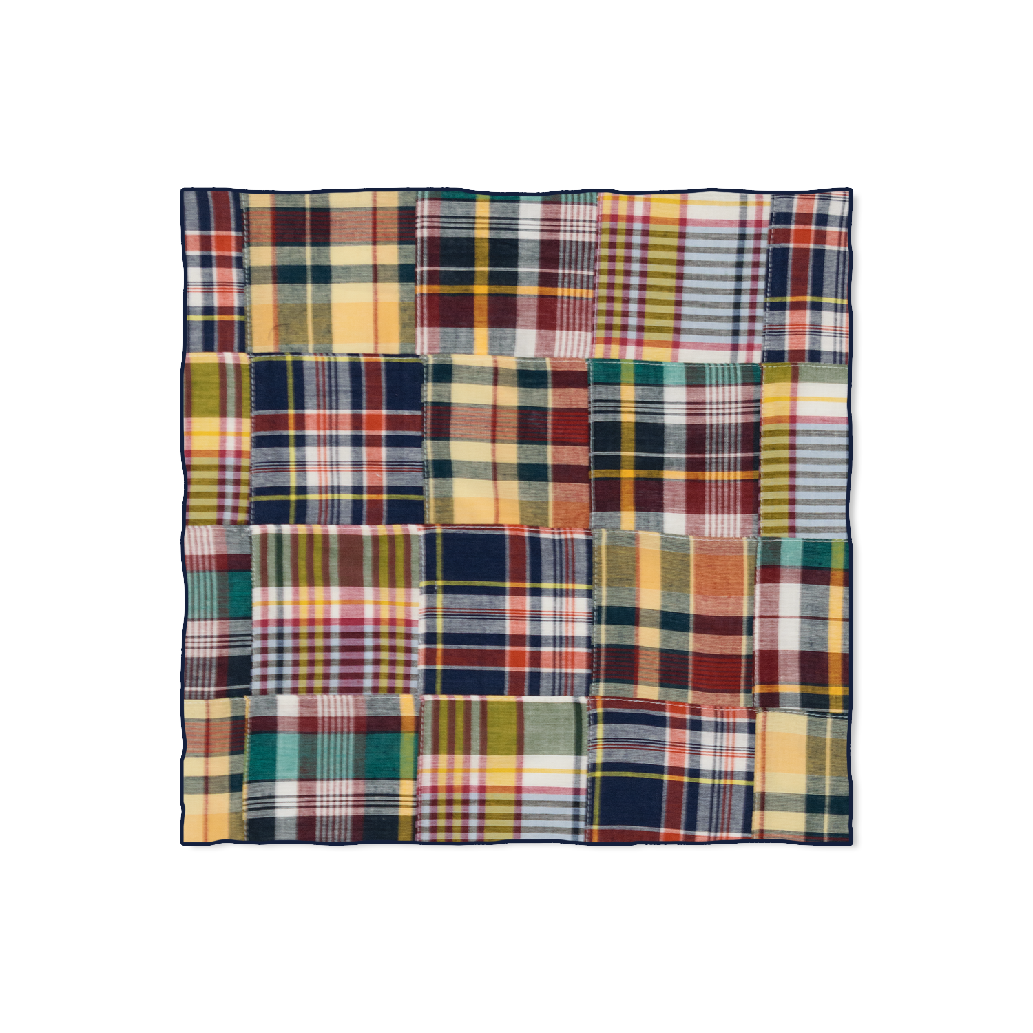 Yellow / Green Patch Madras Pocket Square