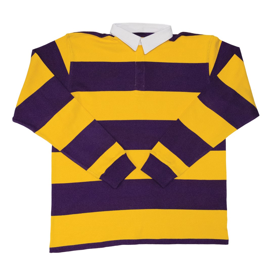 Purple / Yellow Collegiate Stripe Rugby Shirt - Regular Fit