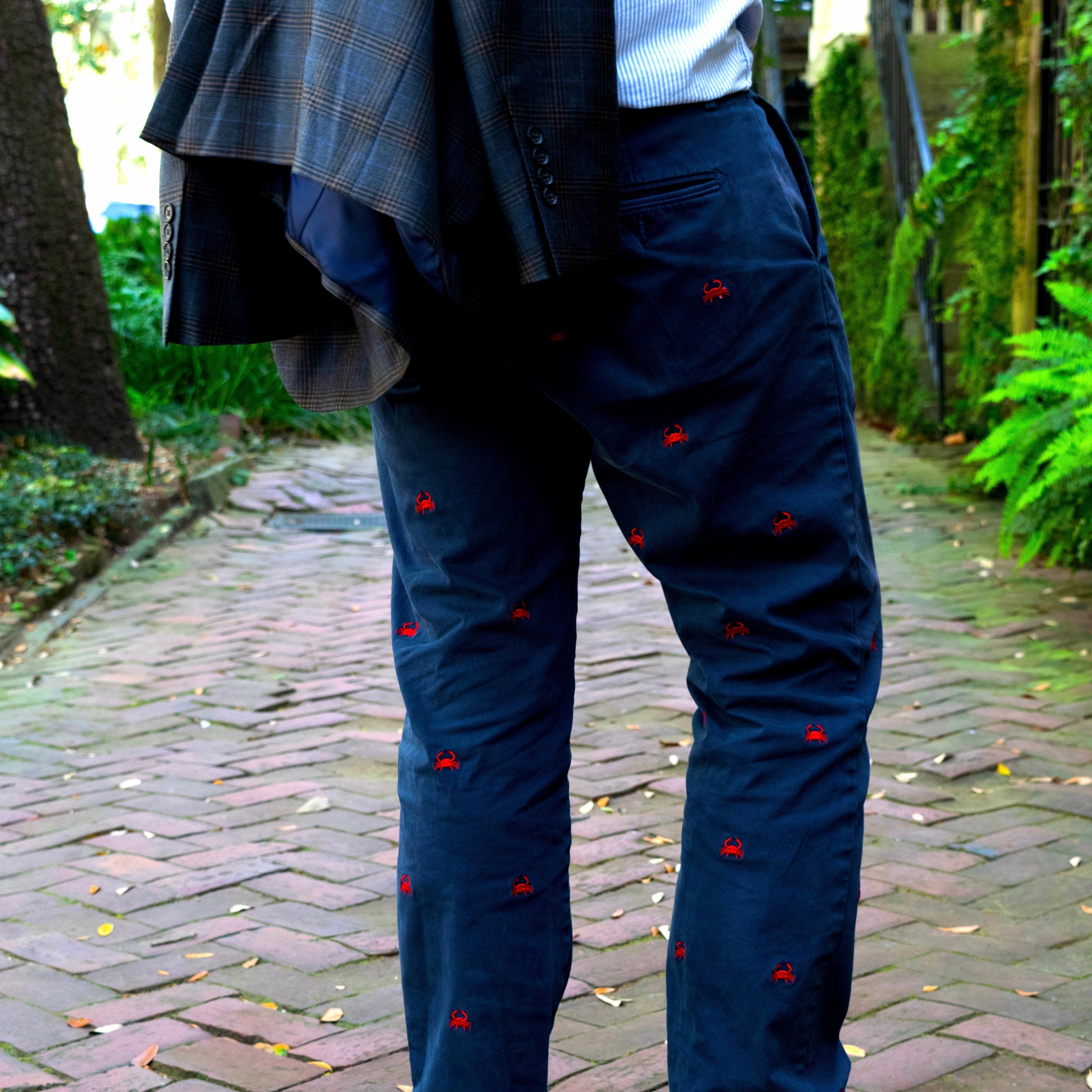 Red Crab Motif Twill Pants - Regular Fit (SS22)