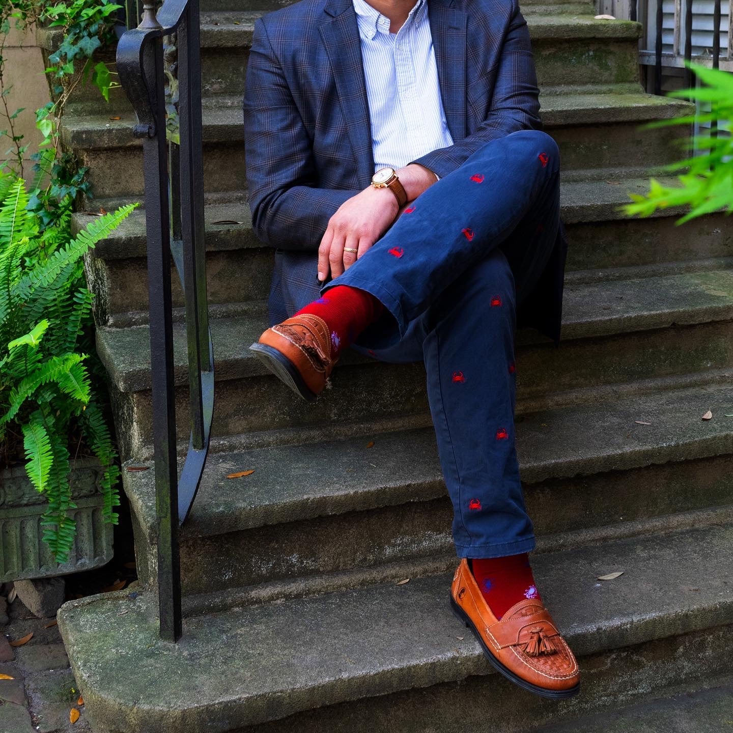 Red Crab Motif Twill Pants - Regular Fit (SS22)