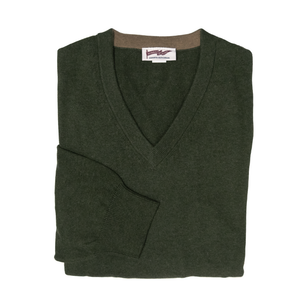 Dark Green M&K V-Neck Sweater