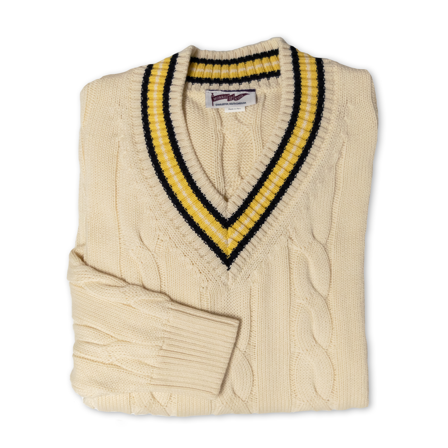 Cream / Navy / Yellow Classic Cricket Sweater