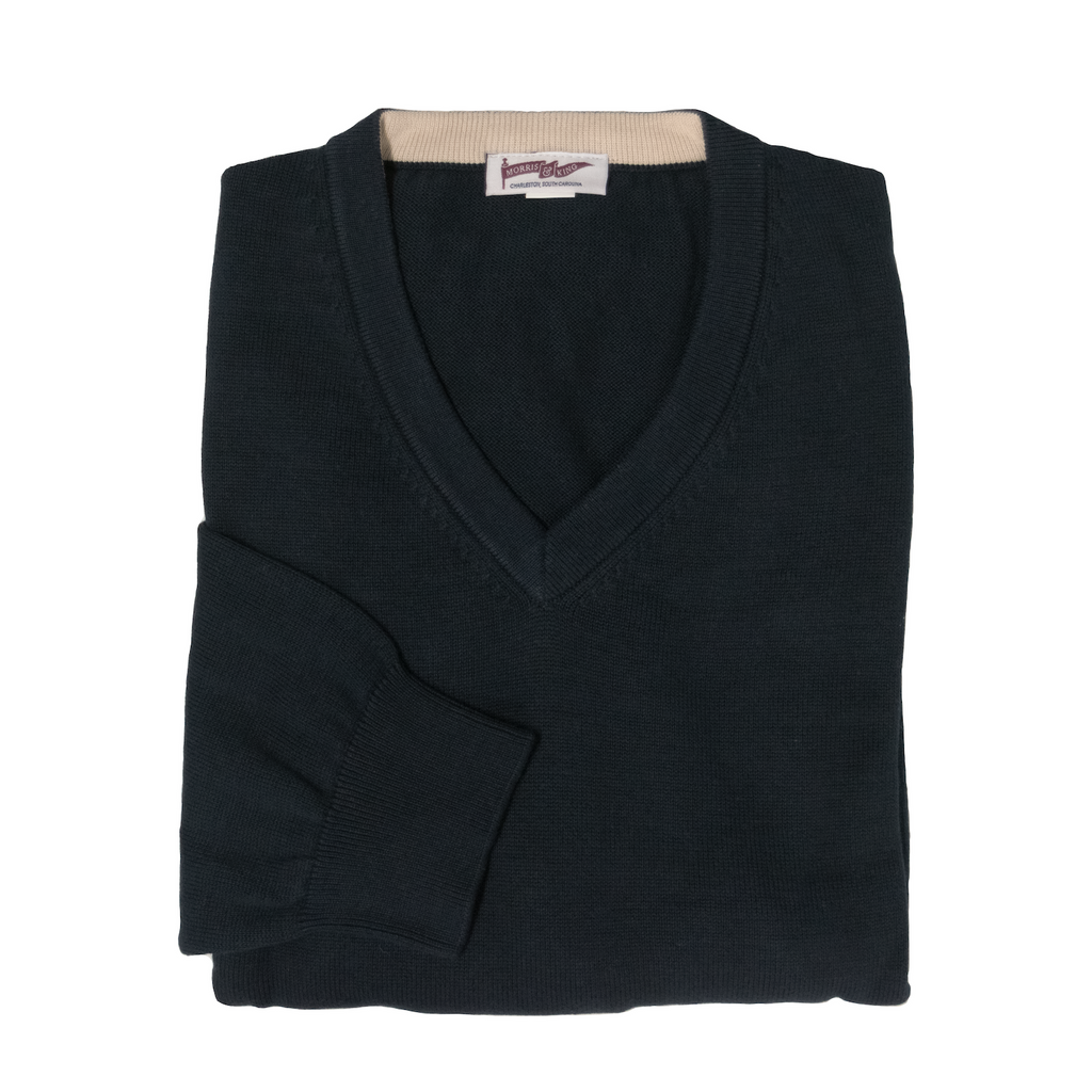 Dark Navy V-Neck Sweater – Morris and King