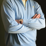 Light Blue Lightweight Quarter Zip Sweater