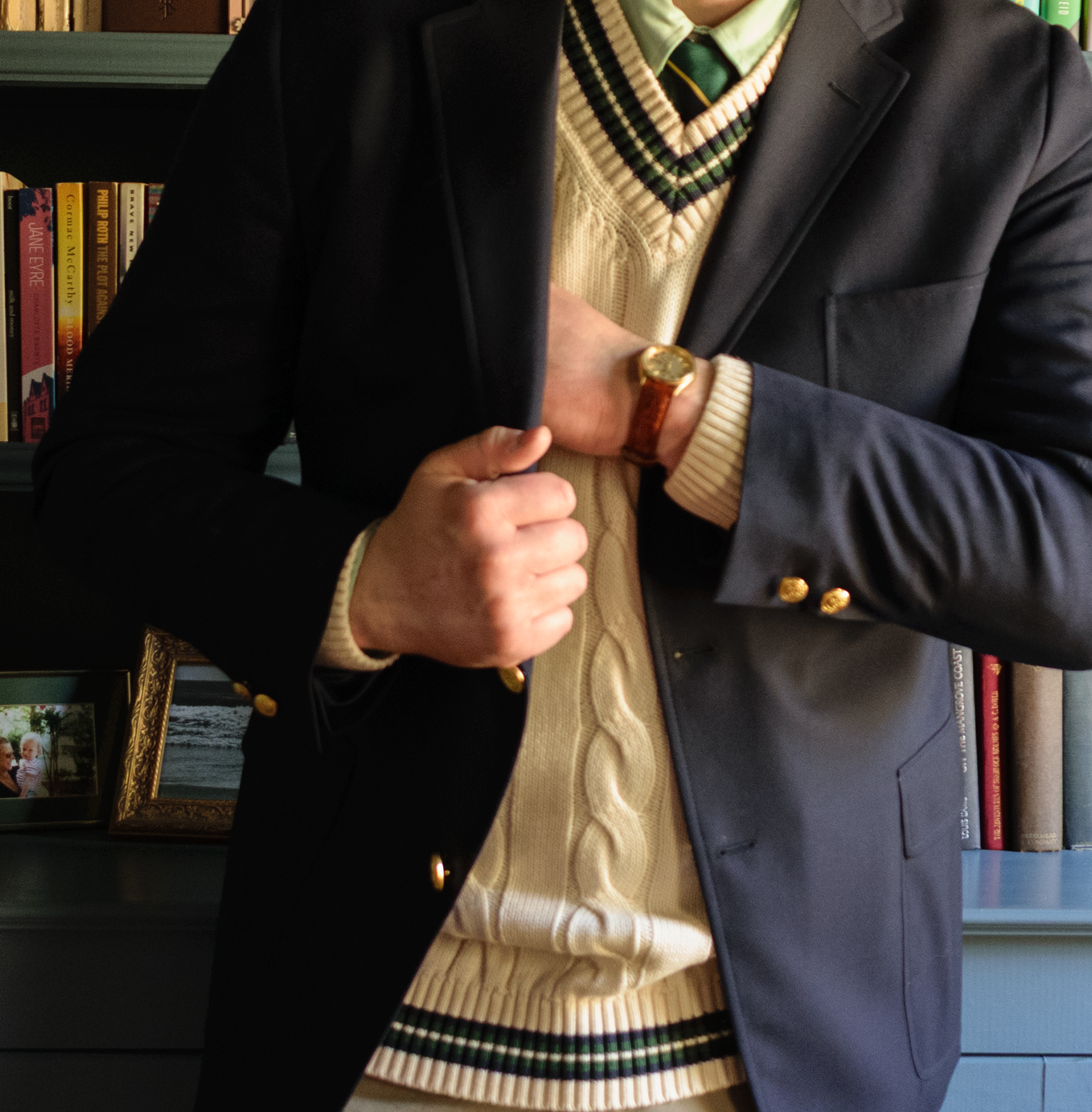 Navy Wool Hopsack Triple Patch Pocket Blazer - Made To Order