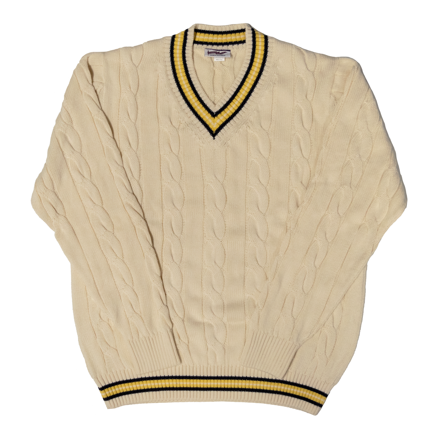 Cream / Navy / Yellow Classic Cricket Sweater