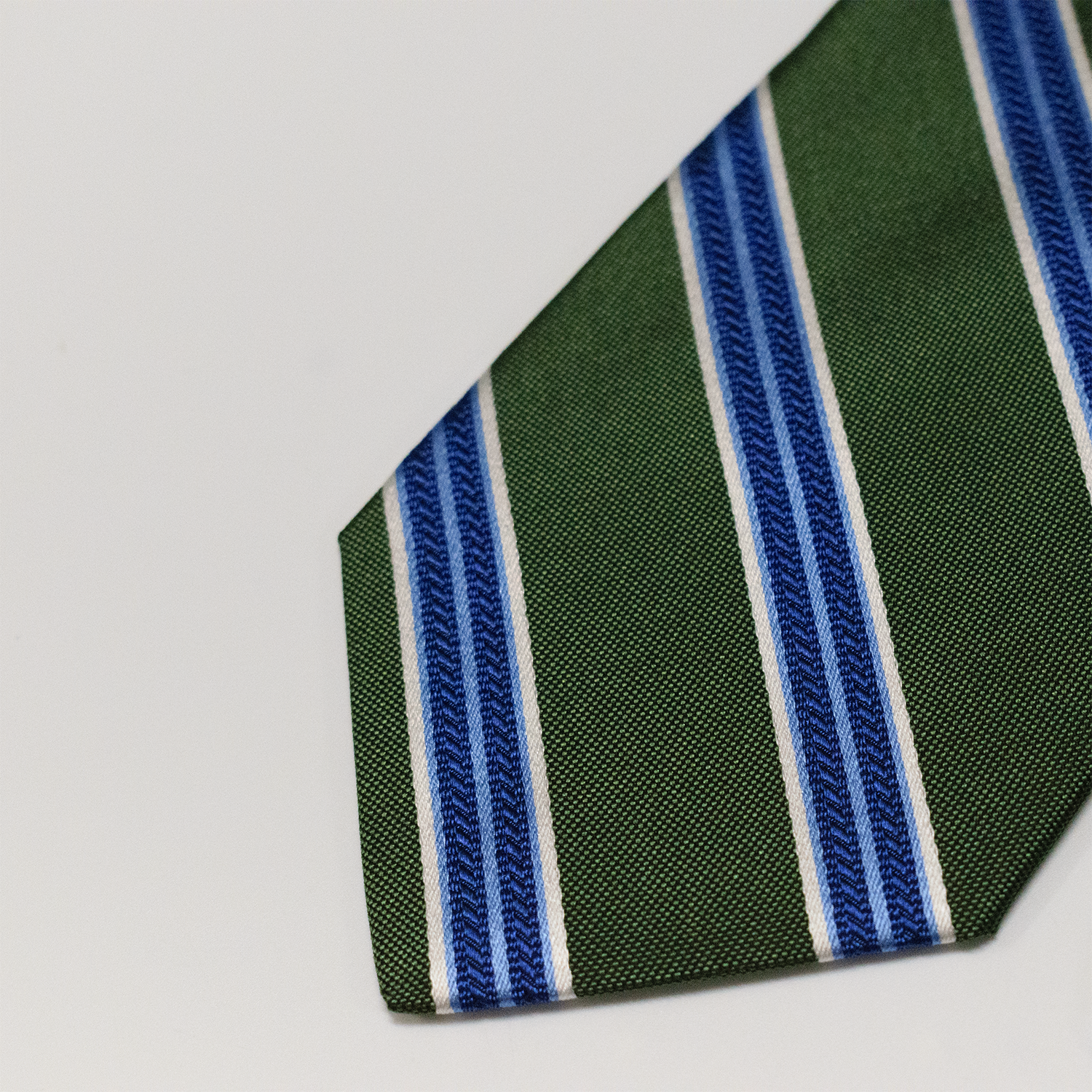 Olive / Navy / Blue / Silver Woven Repp Tie