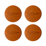 Mahogany Lowcountry Pennant Leather Coaster Set