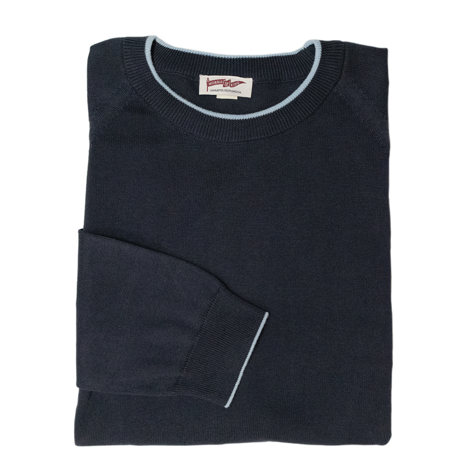 Dark Navy / Chambray Tipped Lightweight Sweater