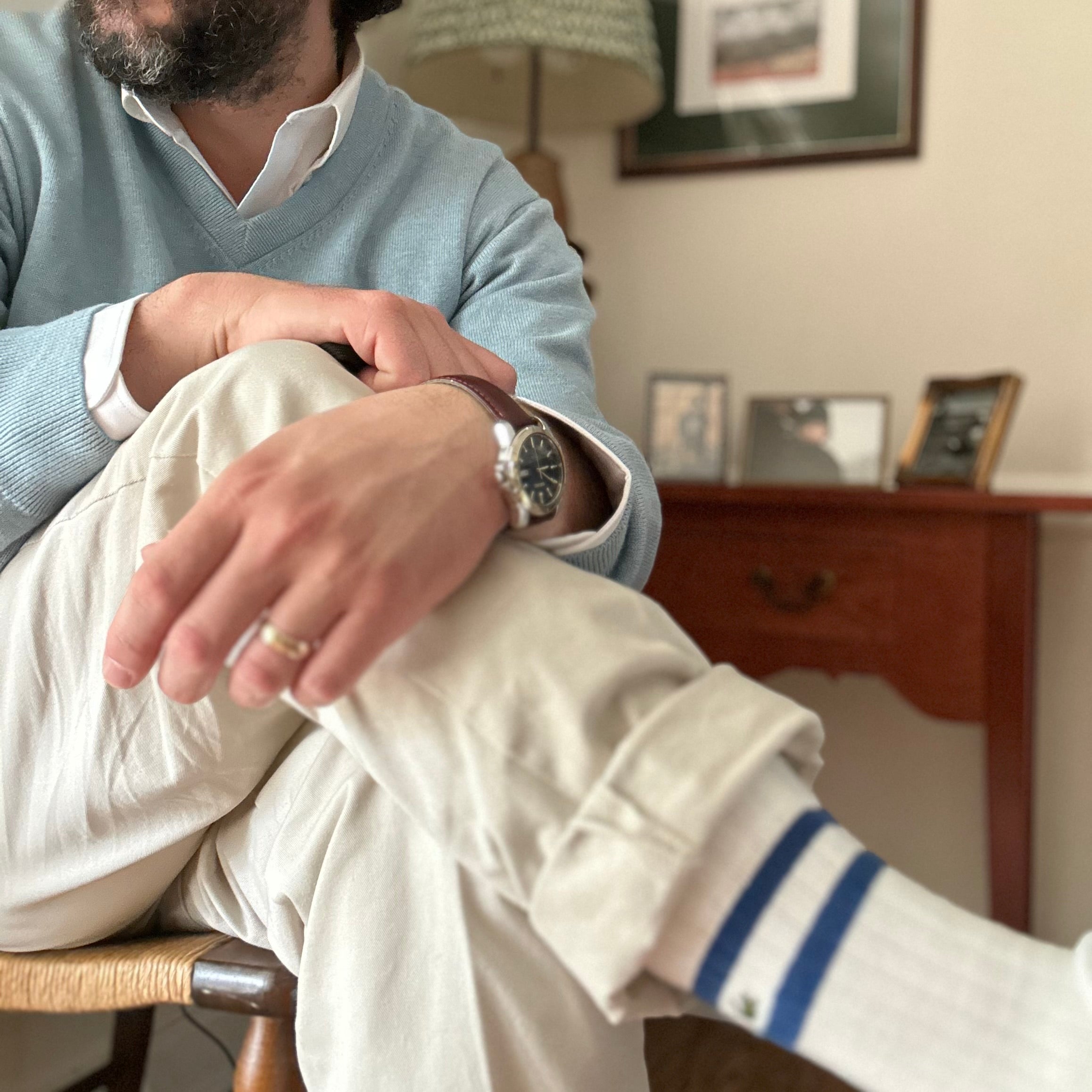 Chambray V-Neck Sweater