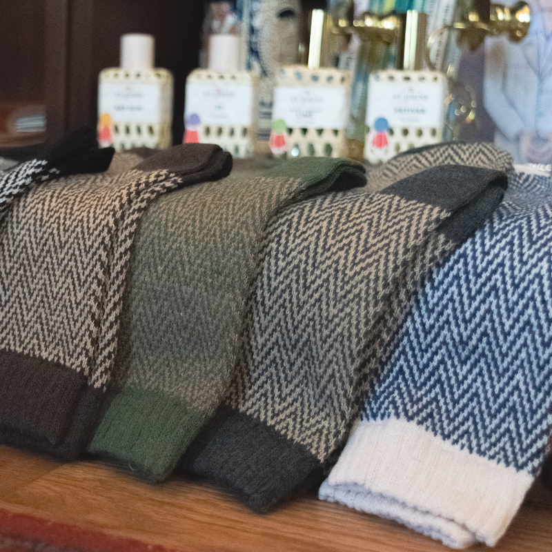 Navy/White Herringbone Socks