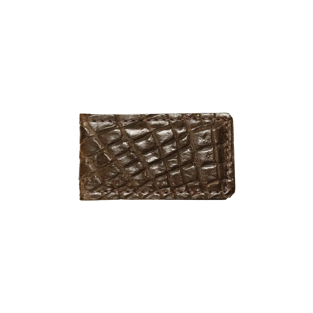Matte Brown Alligator Money Clip