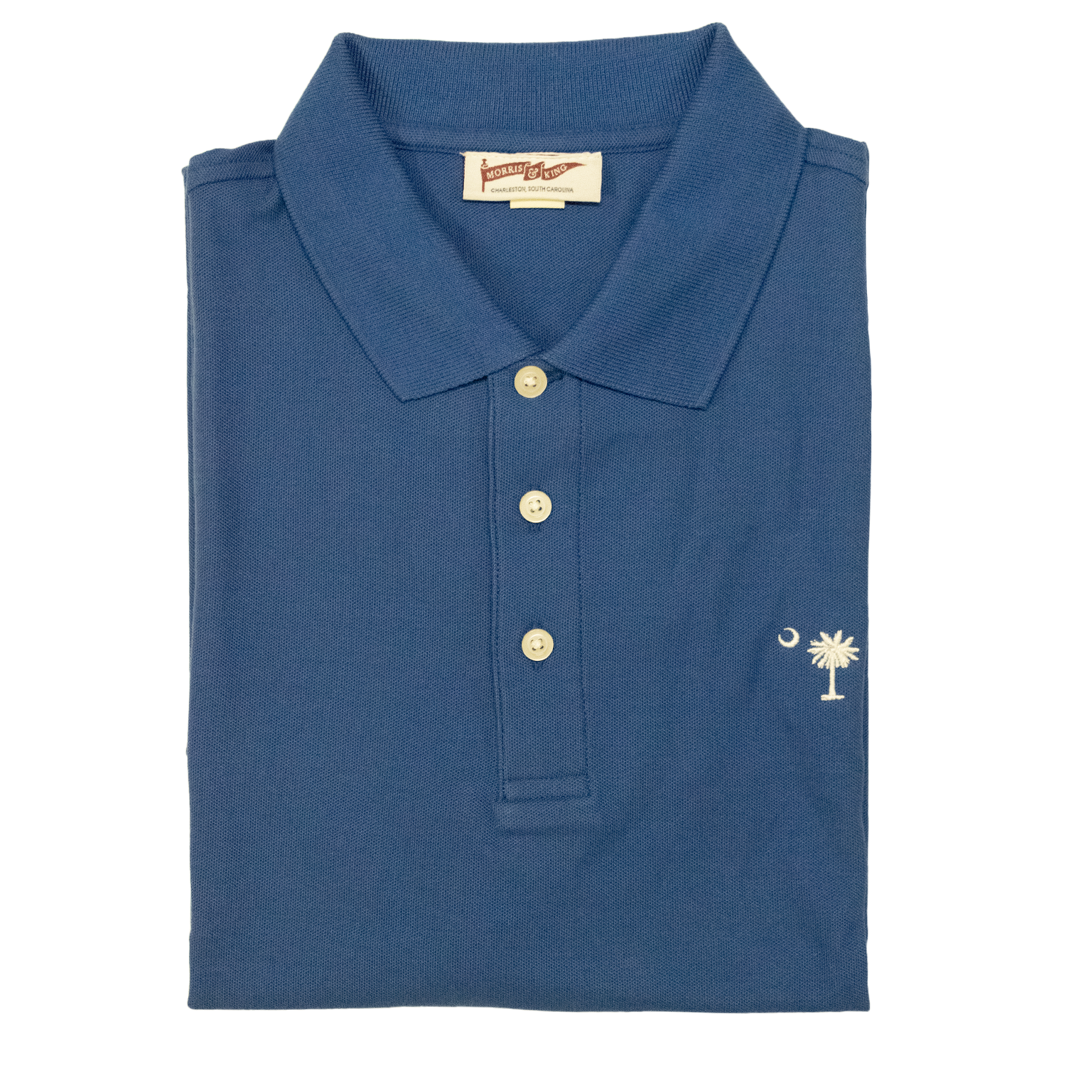 Atlantic Blue Palmetto & Crescent Pique Polo