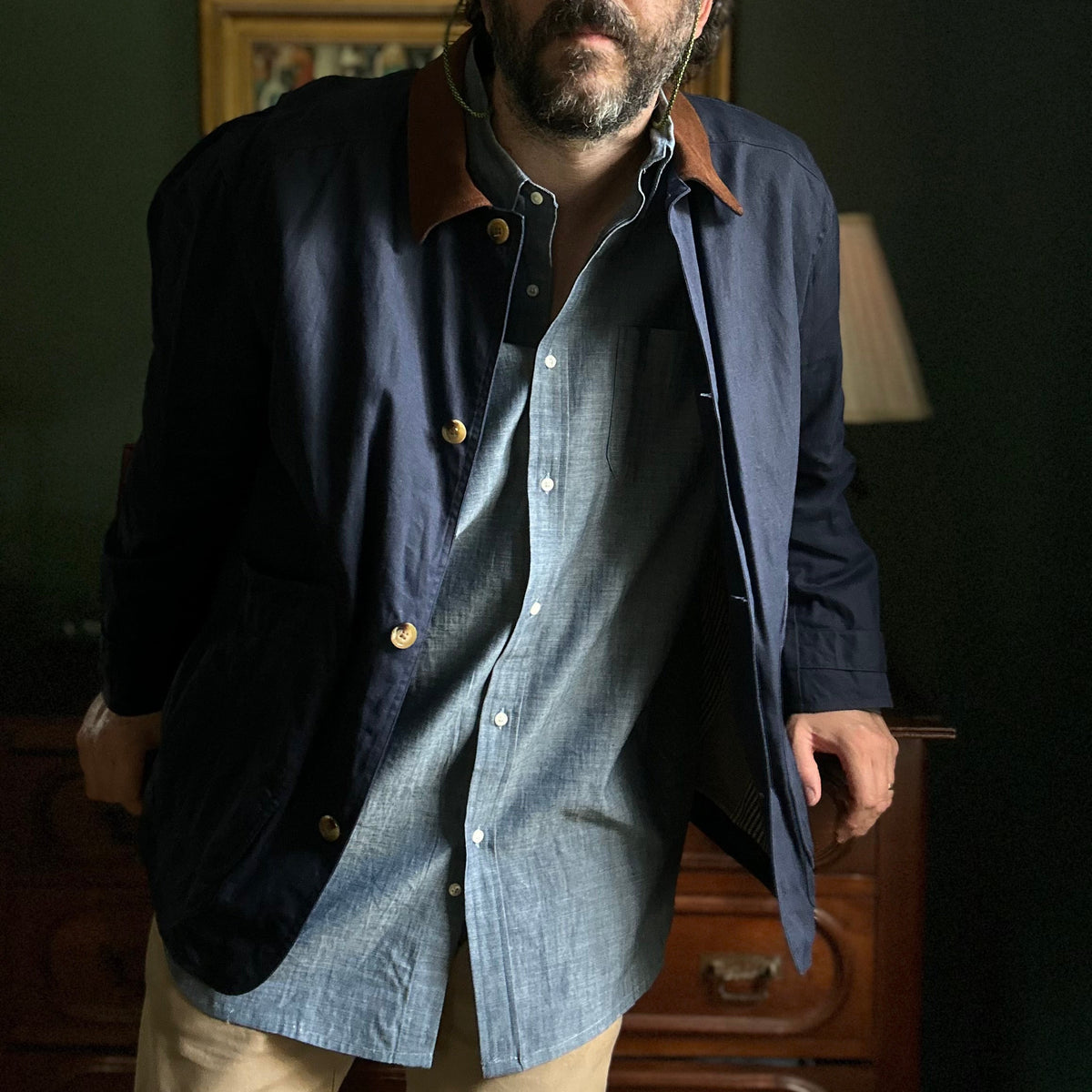Navy Waxed Canvas Gamekeeper Jacket