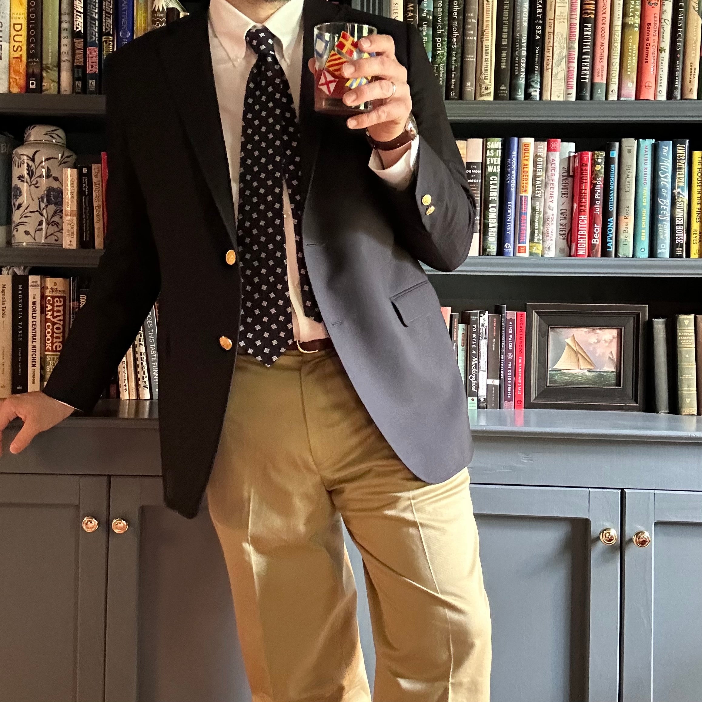 Navy / Blue & Silver Squares Tie