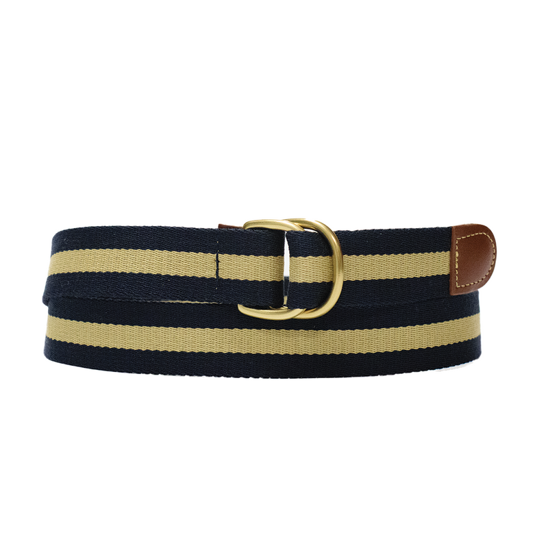 Navy / Khaki Stripe Surcingle D-Ring Belt