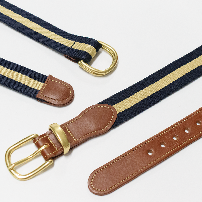 Navy / Khaki Stripe Surcingle D-Ring Belt