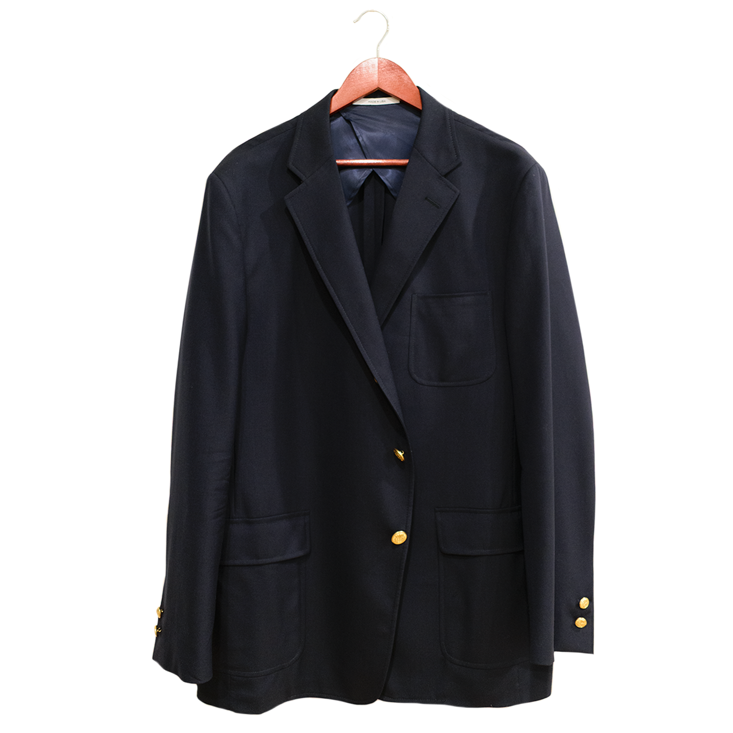 Navy Wool Hopsack Triple Patch Pocket Blazer