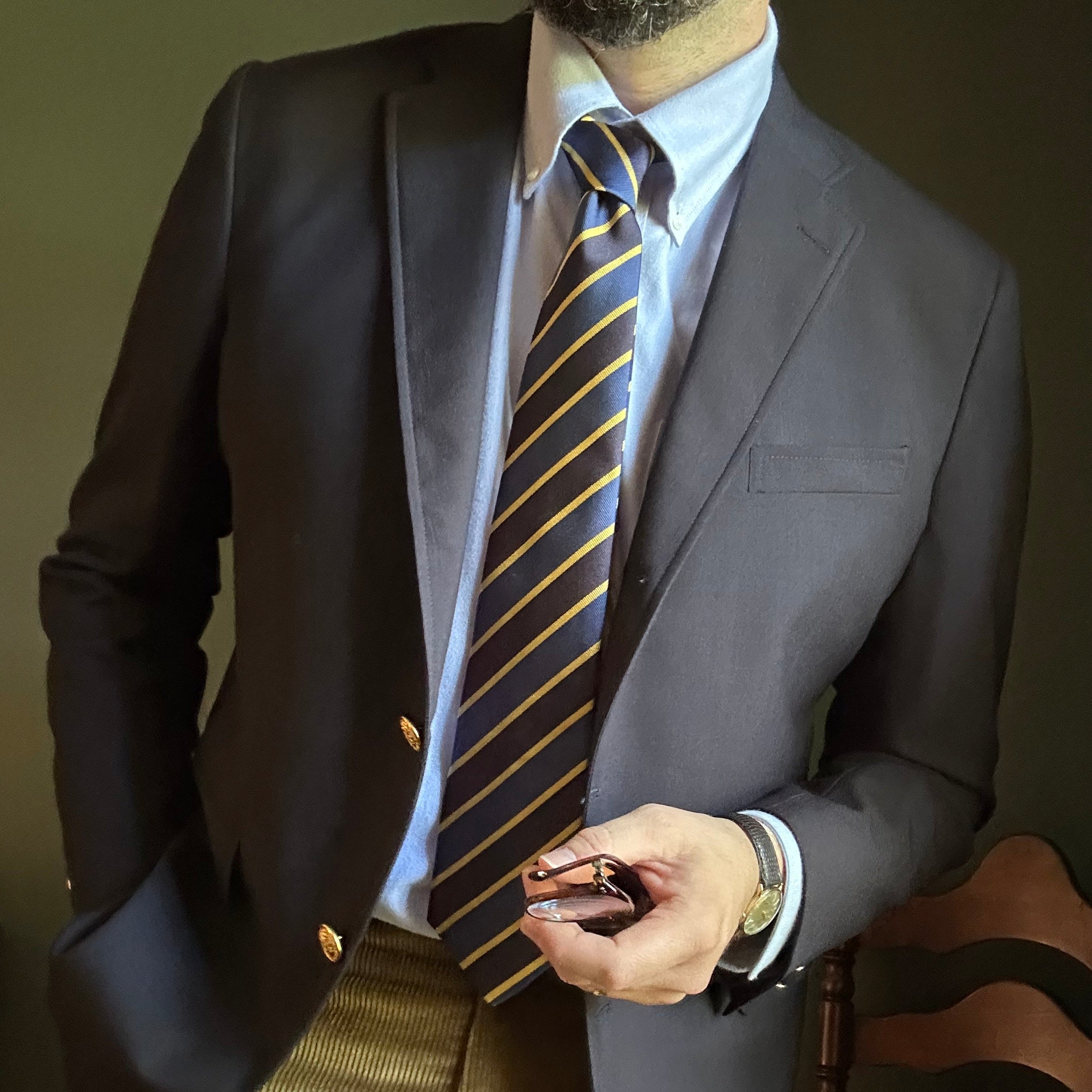 Navy Worsted Wool Blazer