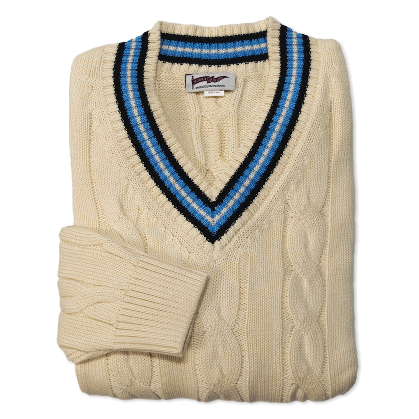 Cream / Navy / Light Blue Classic Cricket Sweater