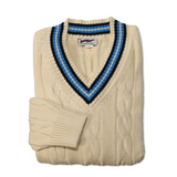 Cream / Navy / Light Blue Classic Cricket Sweater