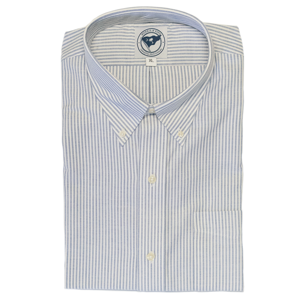 Blue / White Stripe Oxford Button Down Shirt - Classic Fit